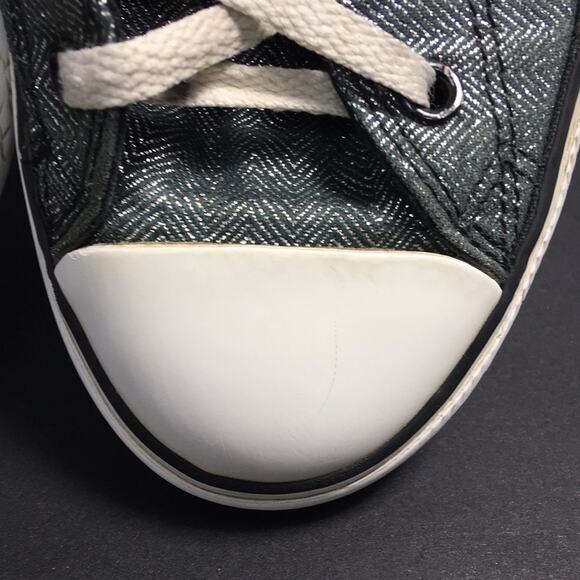 Converse All Stars Metallic Silver/Gray Herringbone Low Top Sneakers Junior Sz 4 - Picture 14 of 15